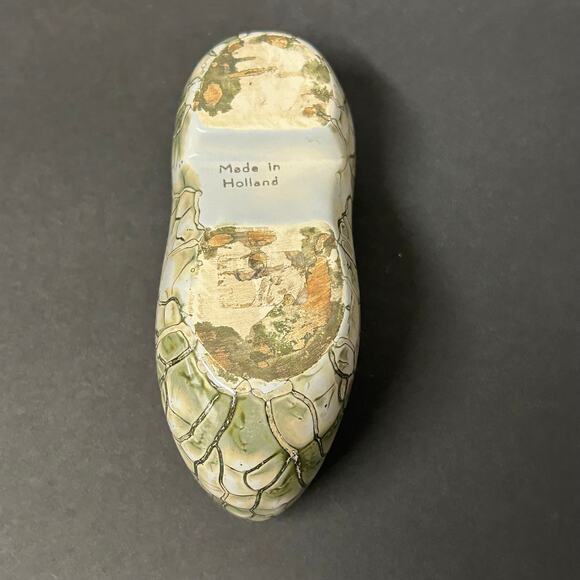 Vintage Made in Holland Small Personal Ashtray Green Gold - Picture 5 of 8